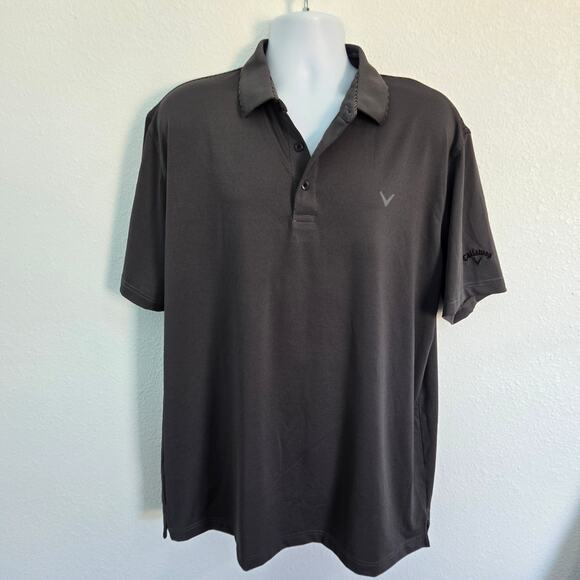 Callaway Men's Black & Gray Striped Golf Polo Shirt Opti-Dri Size XL - Picture 1 of 6